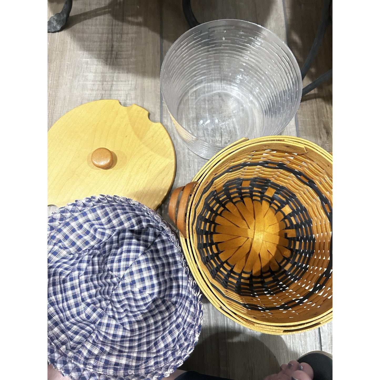 Longaberger 2002 Collectors Club JW Miniature Corn Basket Combo Liner & lid