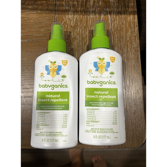 2 pk Babyganics Natural Insect Repellent 6 Fl Oz Deet Free Spray