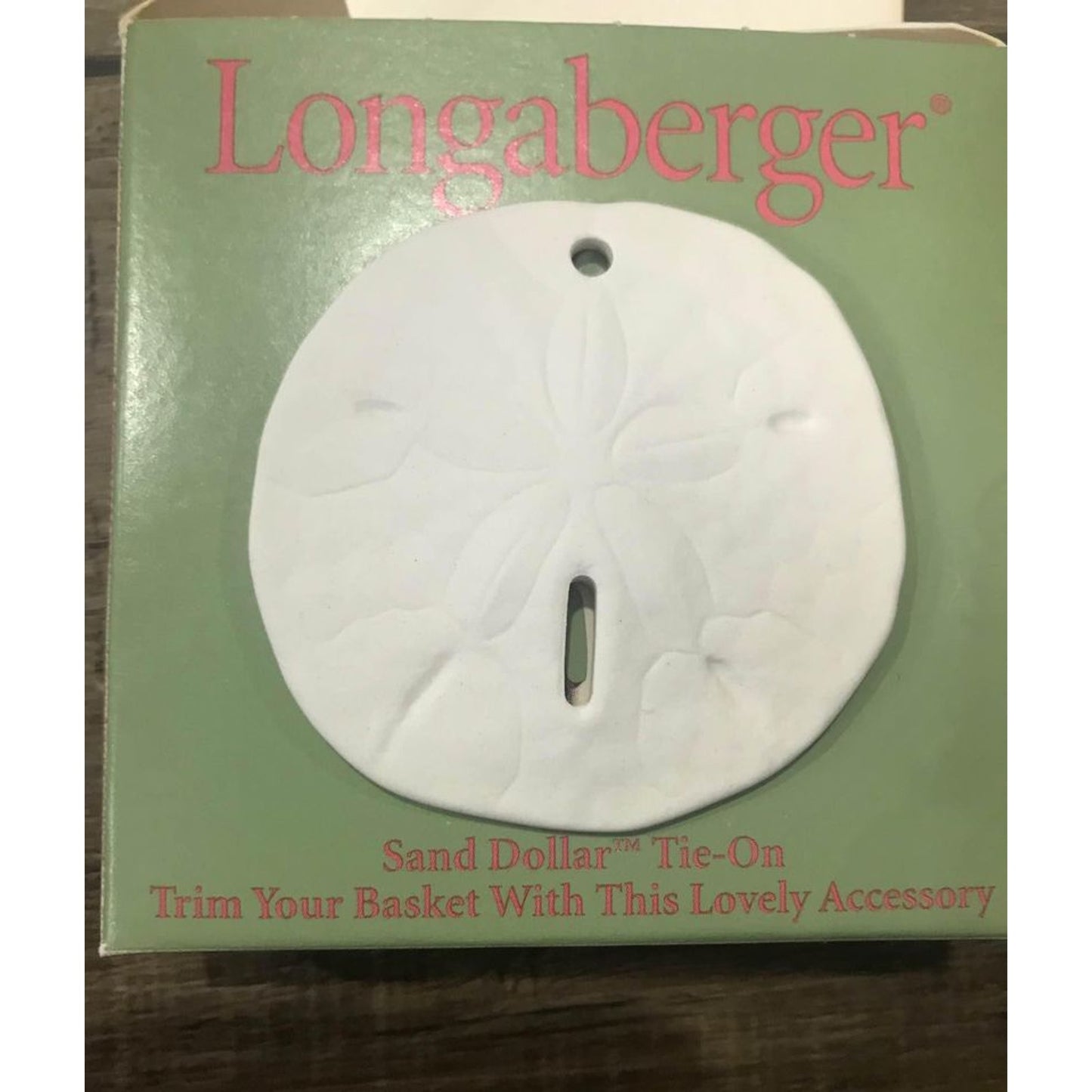 Longaberger sand dollar tie on pottery basket NEW beach summer
