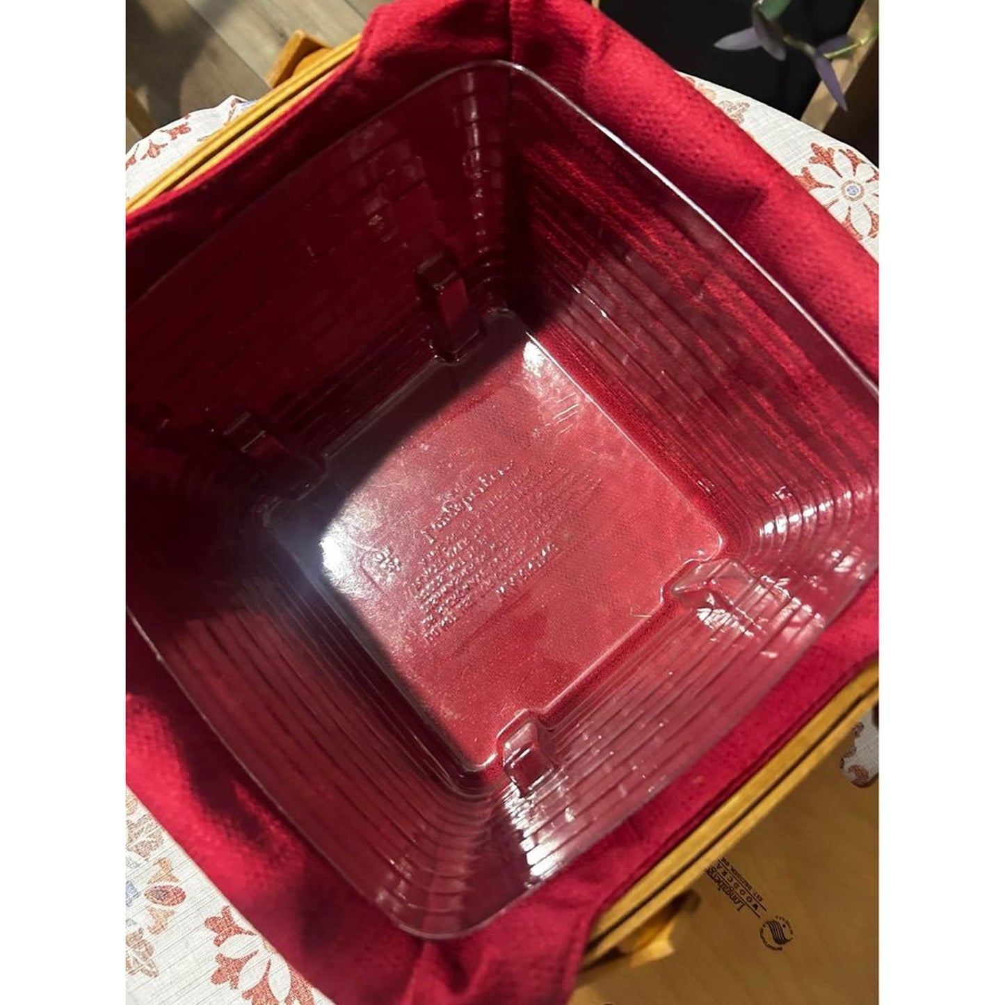 Longaberger American Celebrations Picnic Tote basket , riser & protector