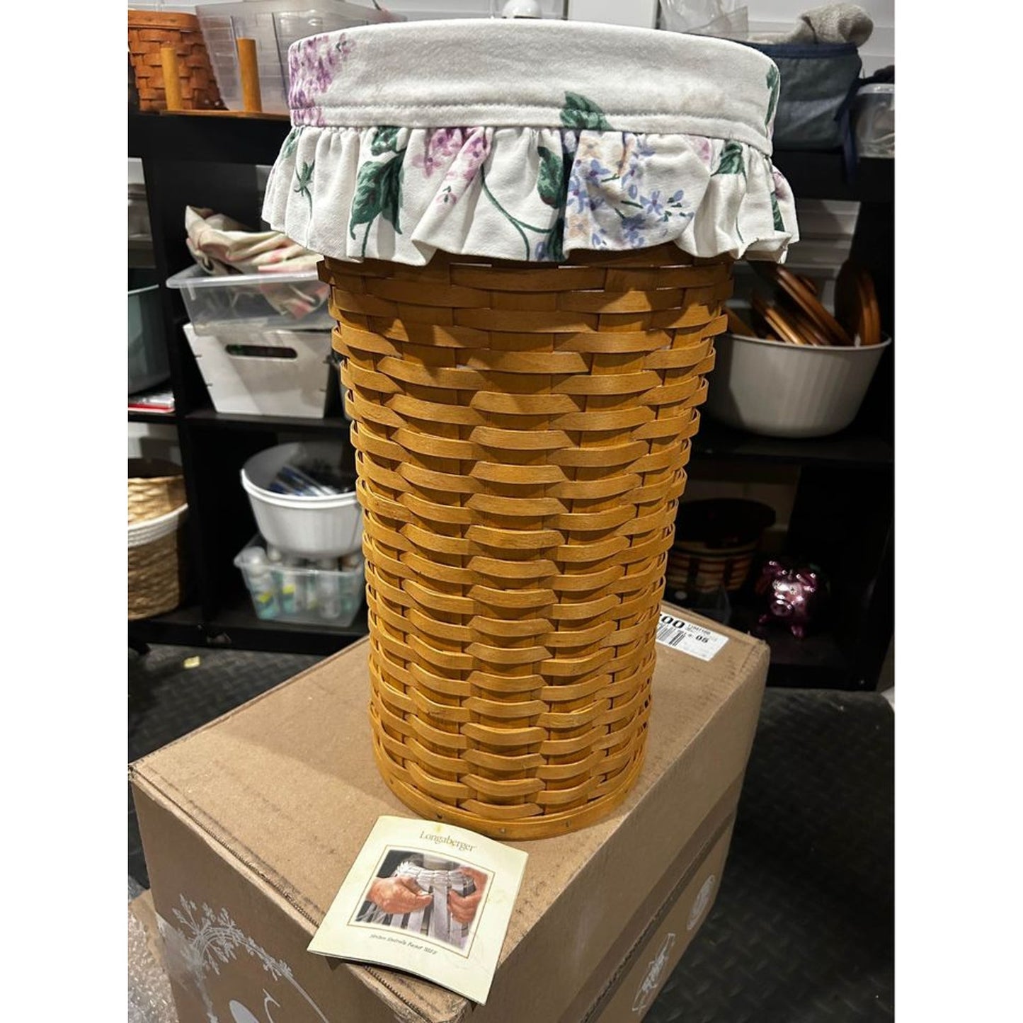 Longaberger UMBRELLA basket with custom made fabric liner