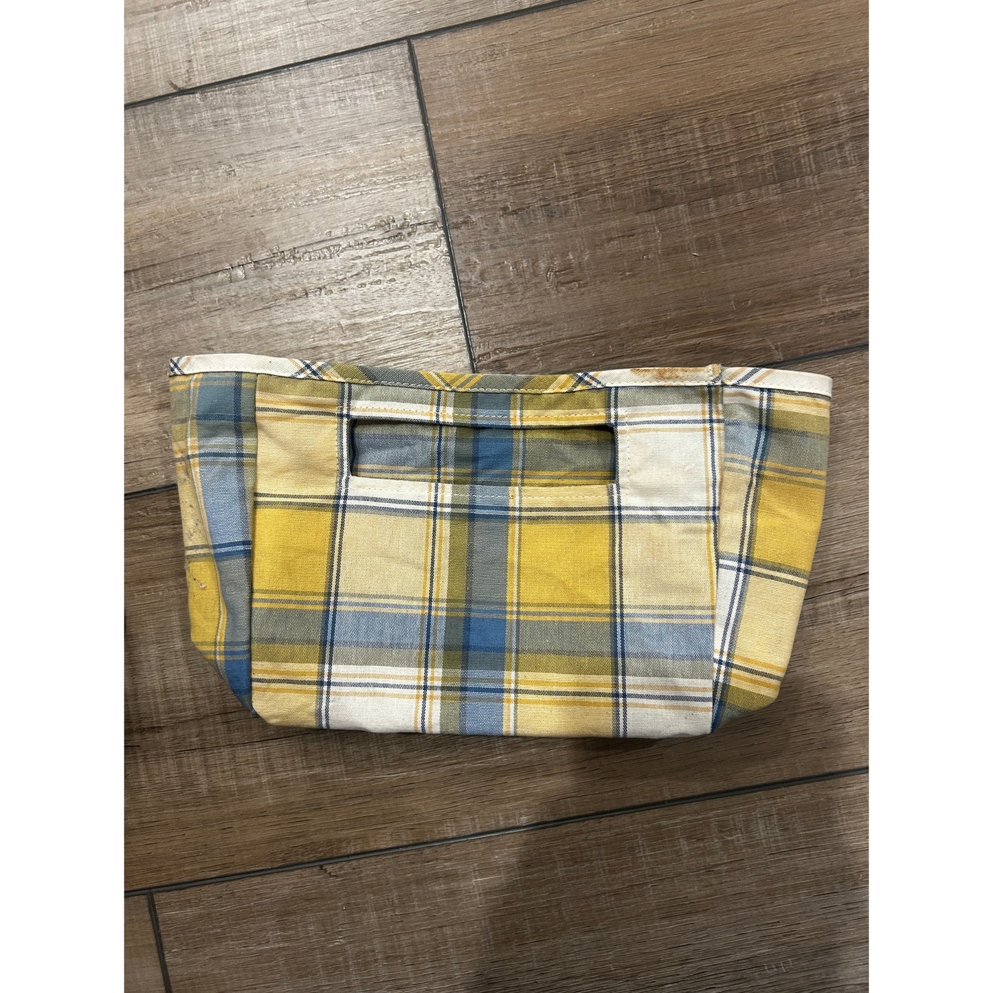 Longaberger Medium Key Basket CORNFLOWER PLAID Liner for  Over the edge