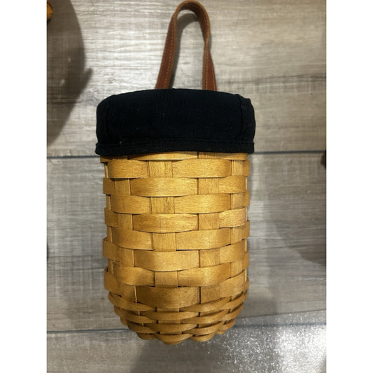 Longaberger Gatehouse 7.5" Hanging Basket Leather Handle, Black Liner protector
