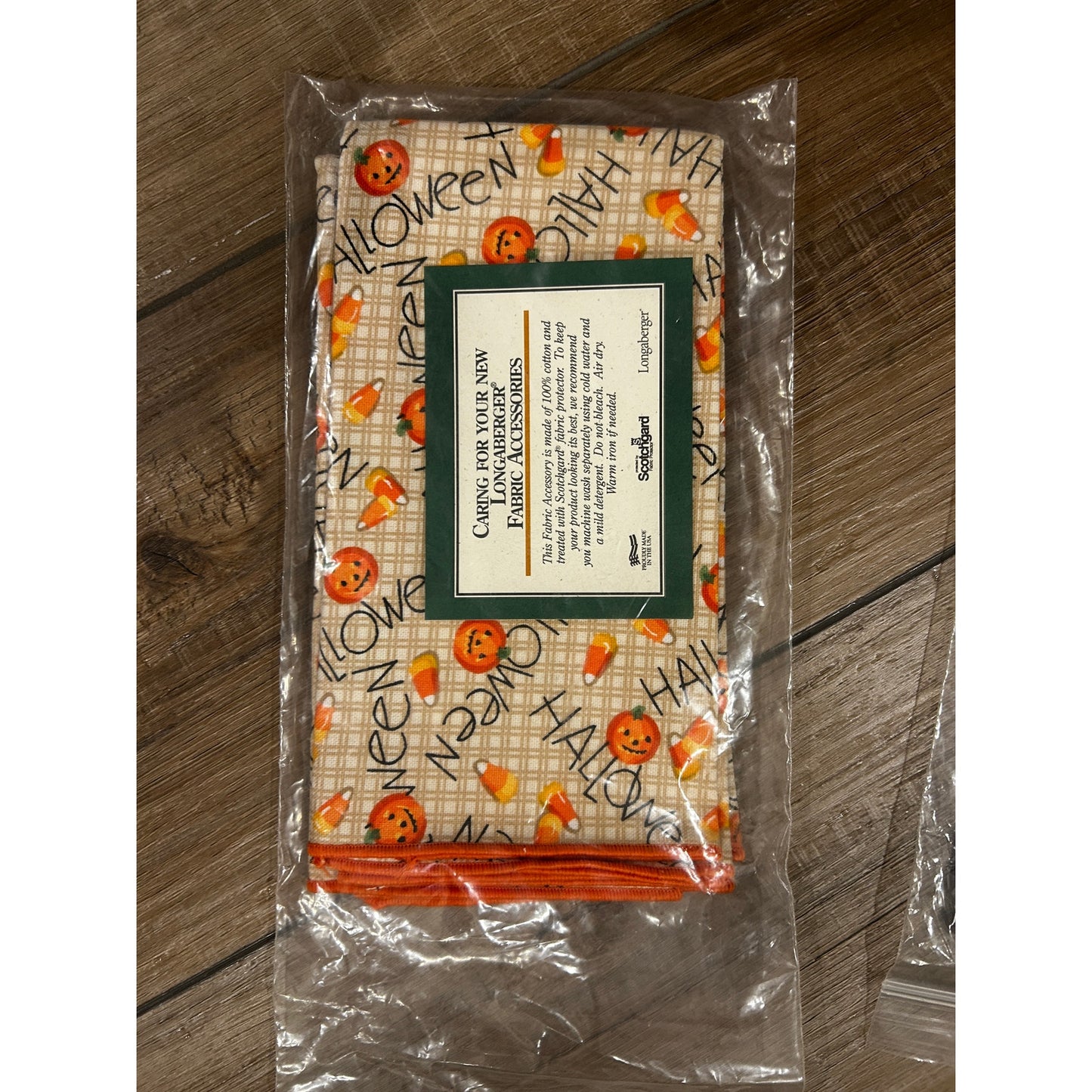 Longaberger Happy Halloween Pumpkin NAPKINS 17" Fabric Squares Set Of 2 New