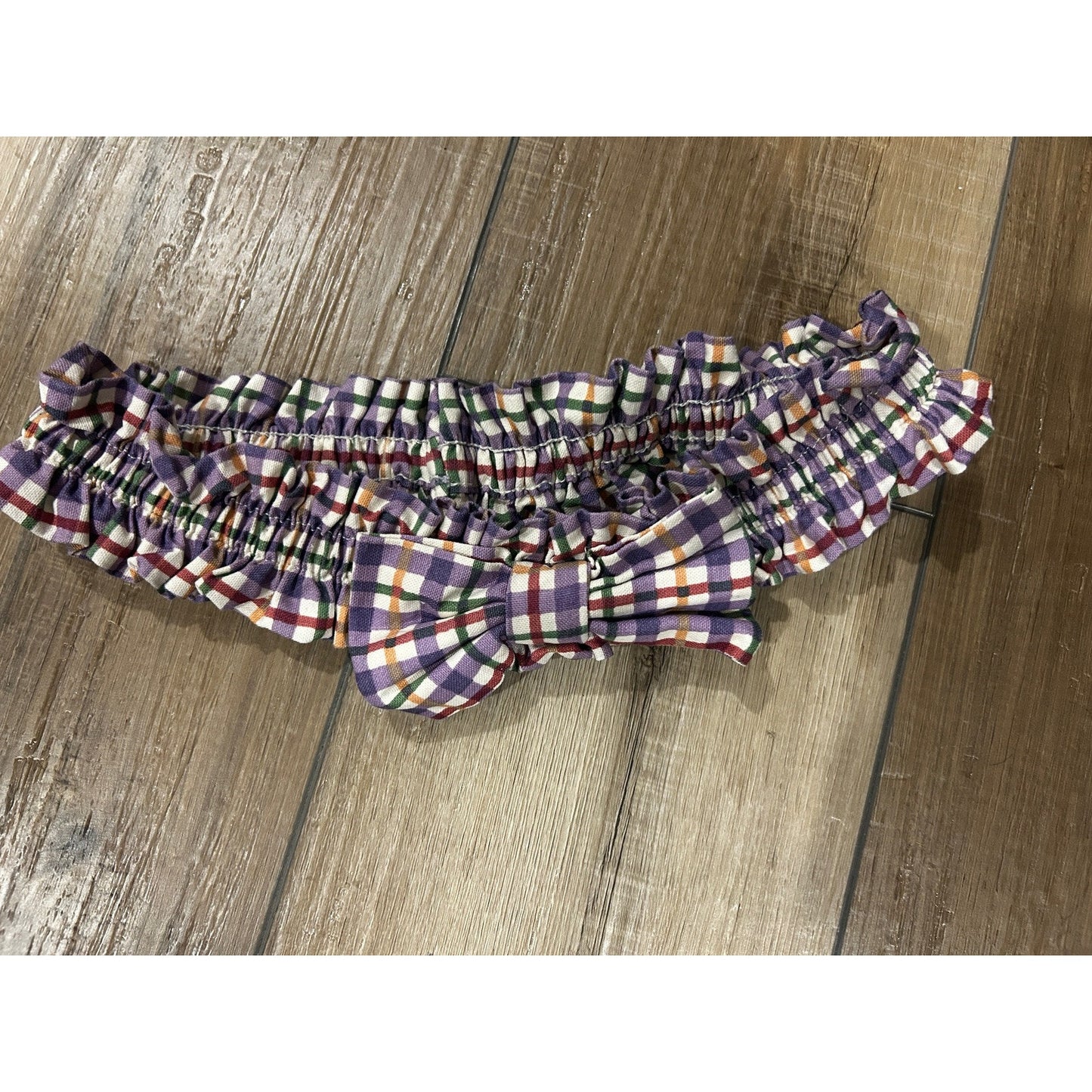 Longaberger Blueberry Plaid Medium Fabric Basket Garter With Bow