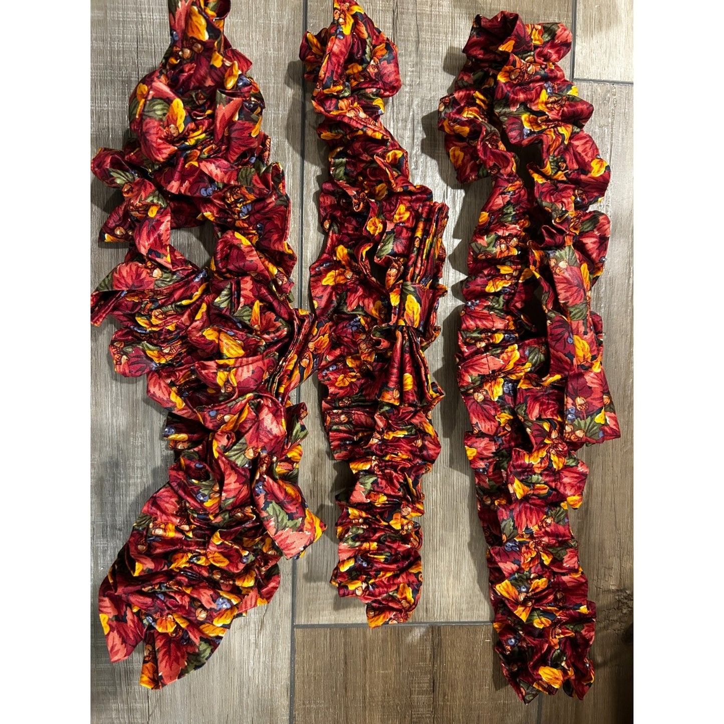 3 Longaberger FALL FOLIAGE XL Basket Garters leaves acorns Autumn fabric