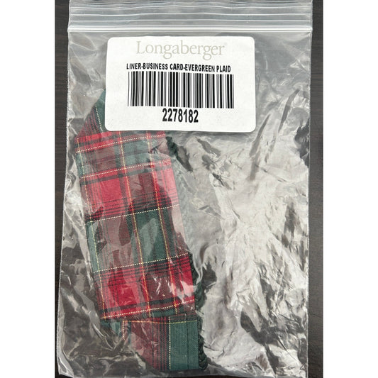 Longaberger Evergreen Plaid BUSINESS CARD liner NEW Christmas