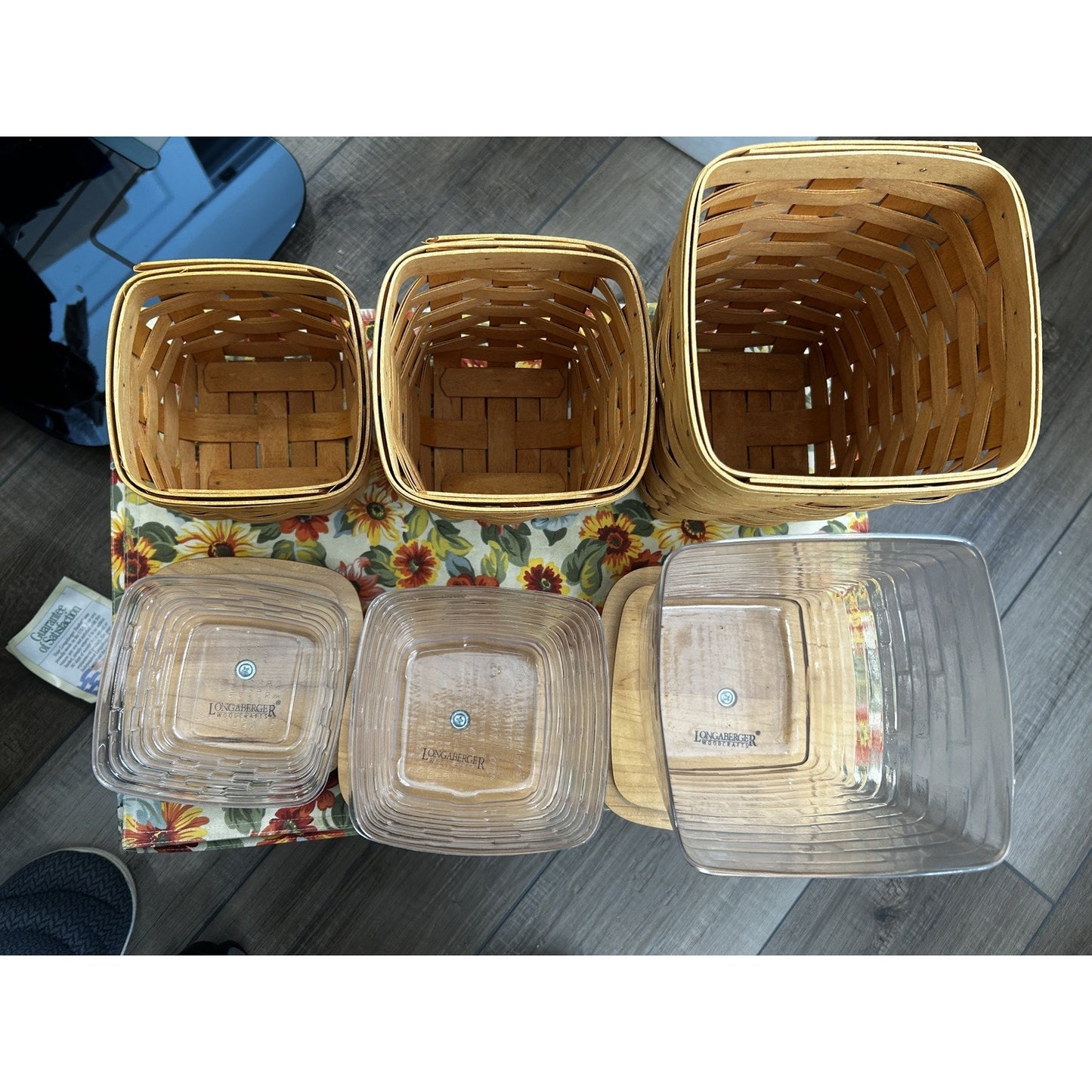 3 Longaberger Spoon Baskets Combos - Medium Small Teaspoon Storage Canisters