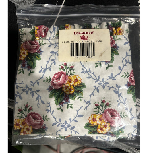 Longaberger 1996 MOTHERS DAY  VANITY Basket Liner FLORAL Fabric NEW