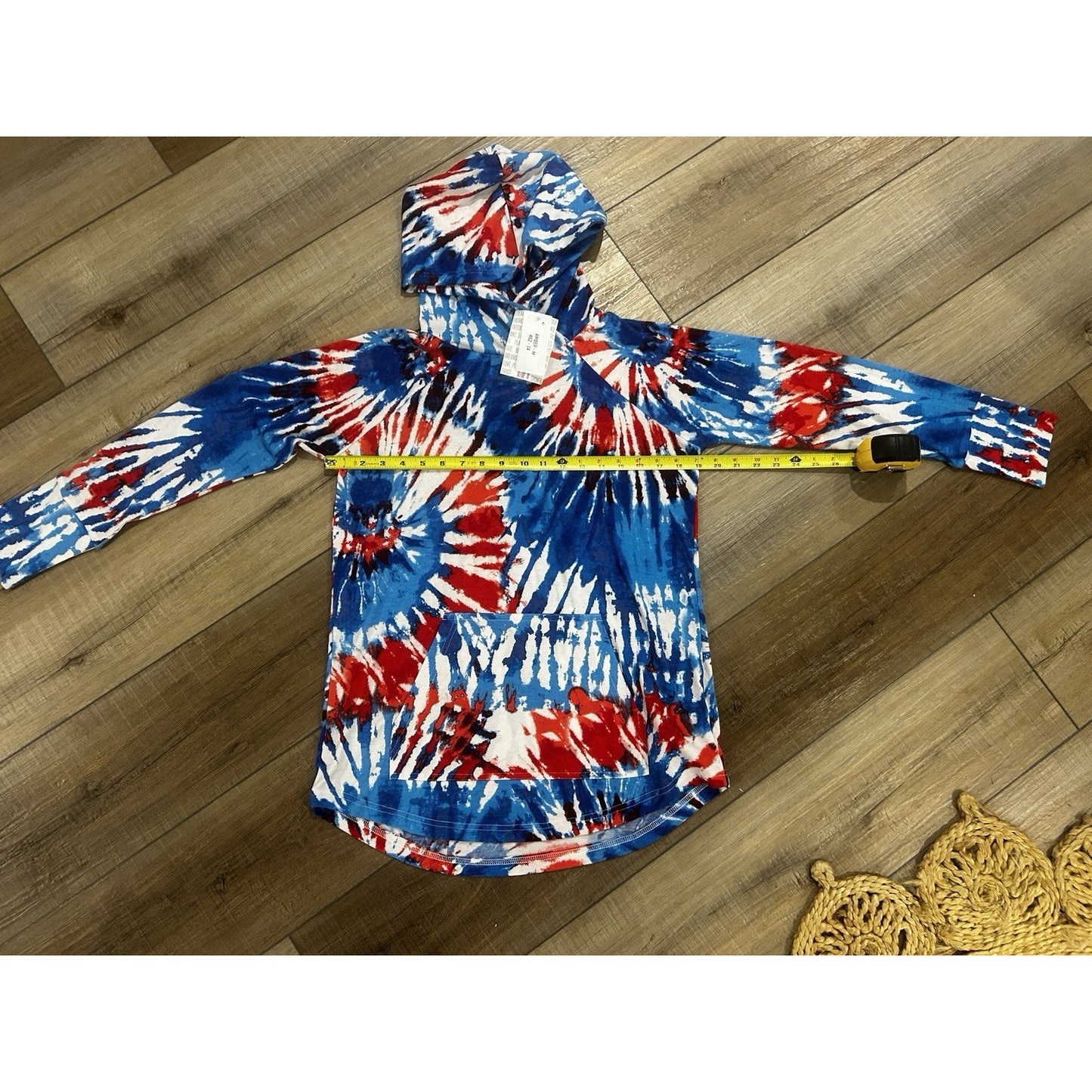 LuLaRoe M Amber Hoodie Tie Dye NEW Patriotic Red White blue Medium