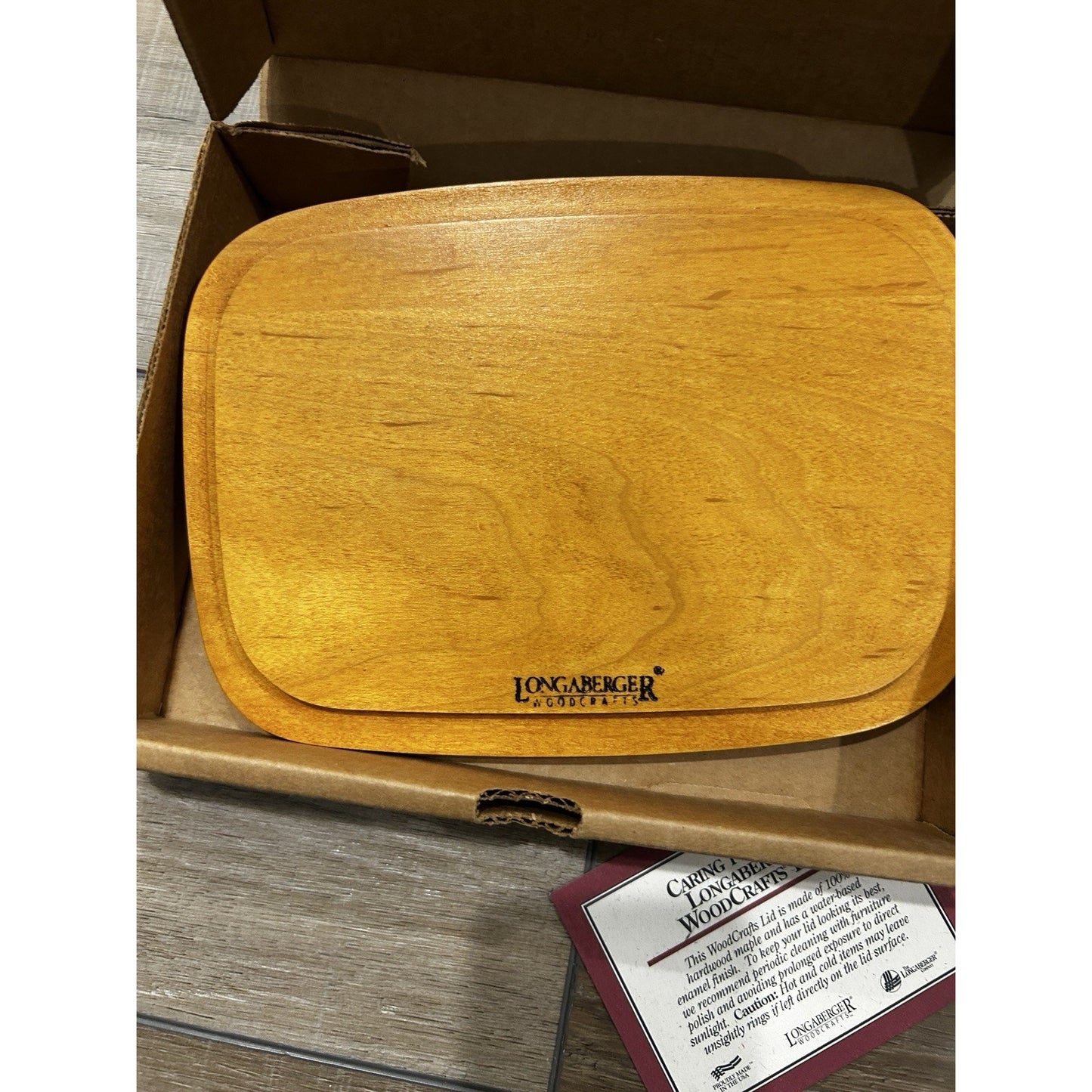 Longaberger Large RECIPE BASKET LID 57401 Classic Stain Maple Wood NEW