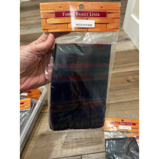 Longaberger MEDIUM PURSE Basket Liner CABIN PLAID Fabric NEW RARE