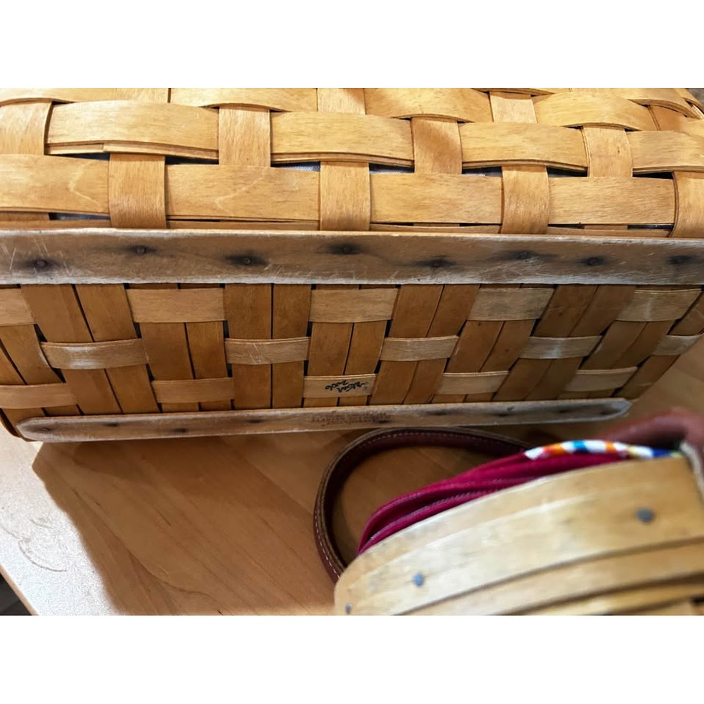 Longaberger Sunny Day flip flops Boardwalk basket set of Large Medium & small , with coin purse