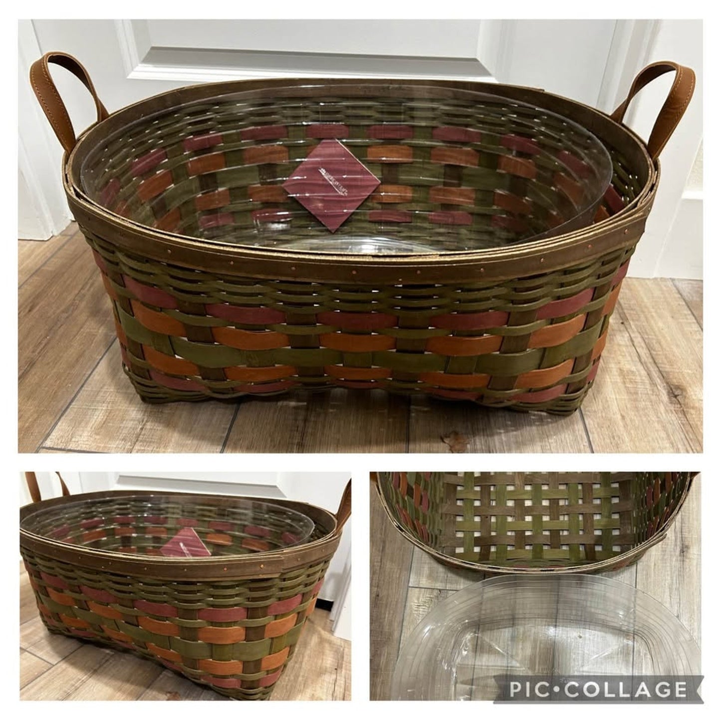 Longaberger Blanket Basket & Protector Multicolor weave green