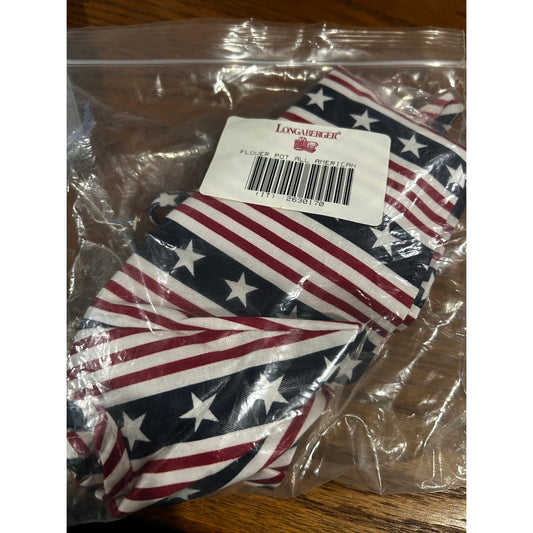 Longaberger ALL AMERICAN Flower pot Basket Liner Fabric NEW stars stripes