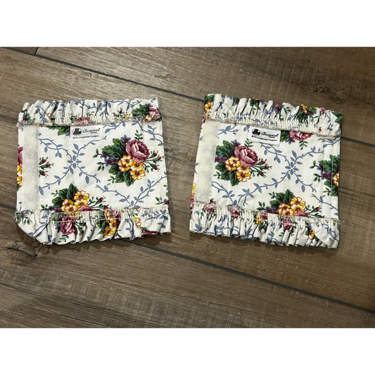 2 Longaberger Basket Handle Grippers Mothers Day Liner floral fabric