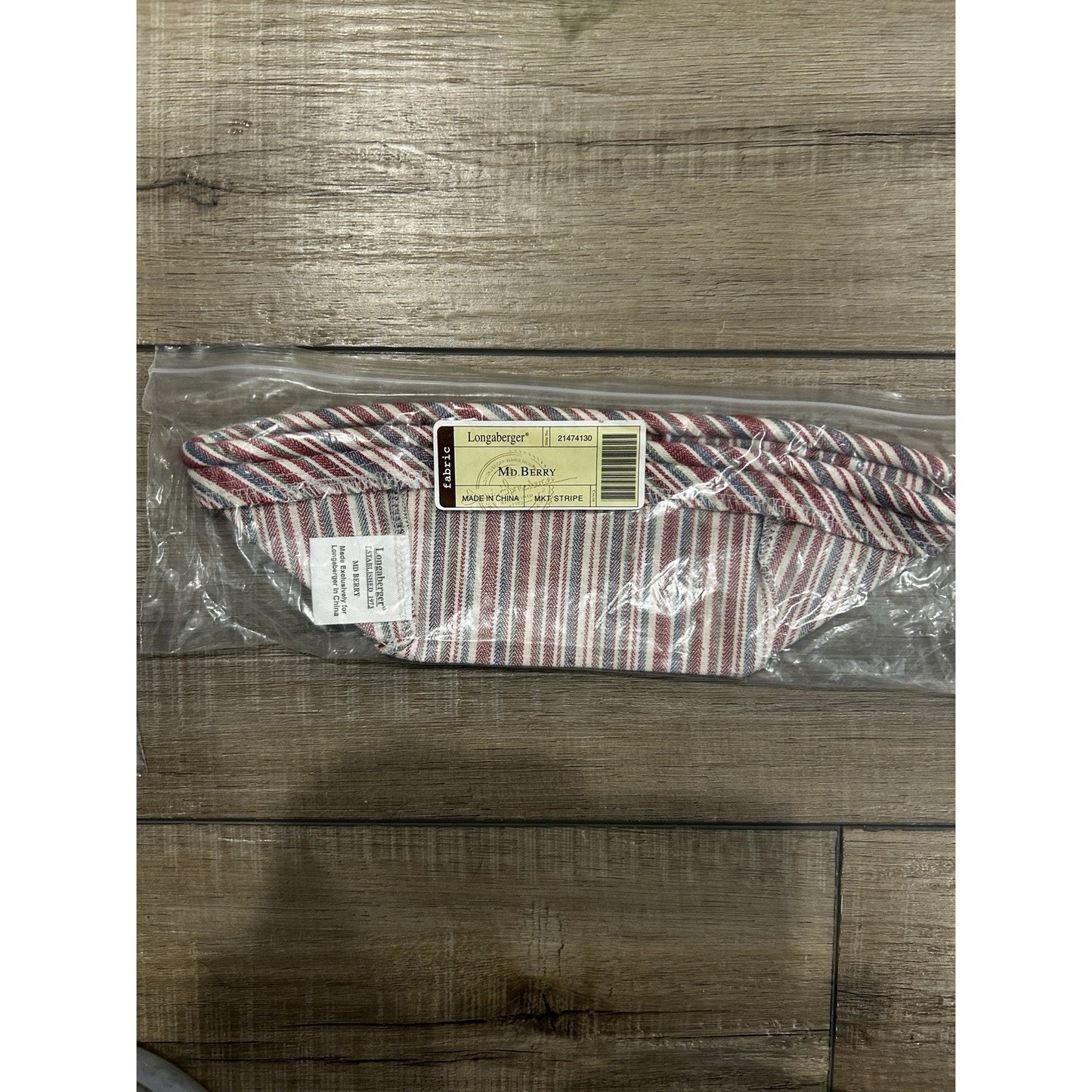 Longaberger Medium Berry Basket Liner Market Stripe Fabric Liner NEW
