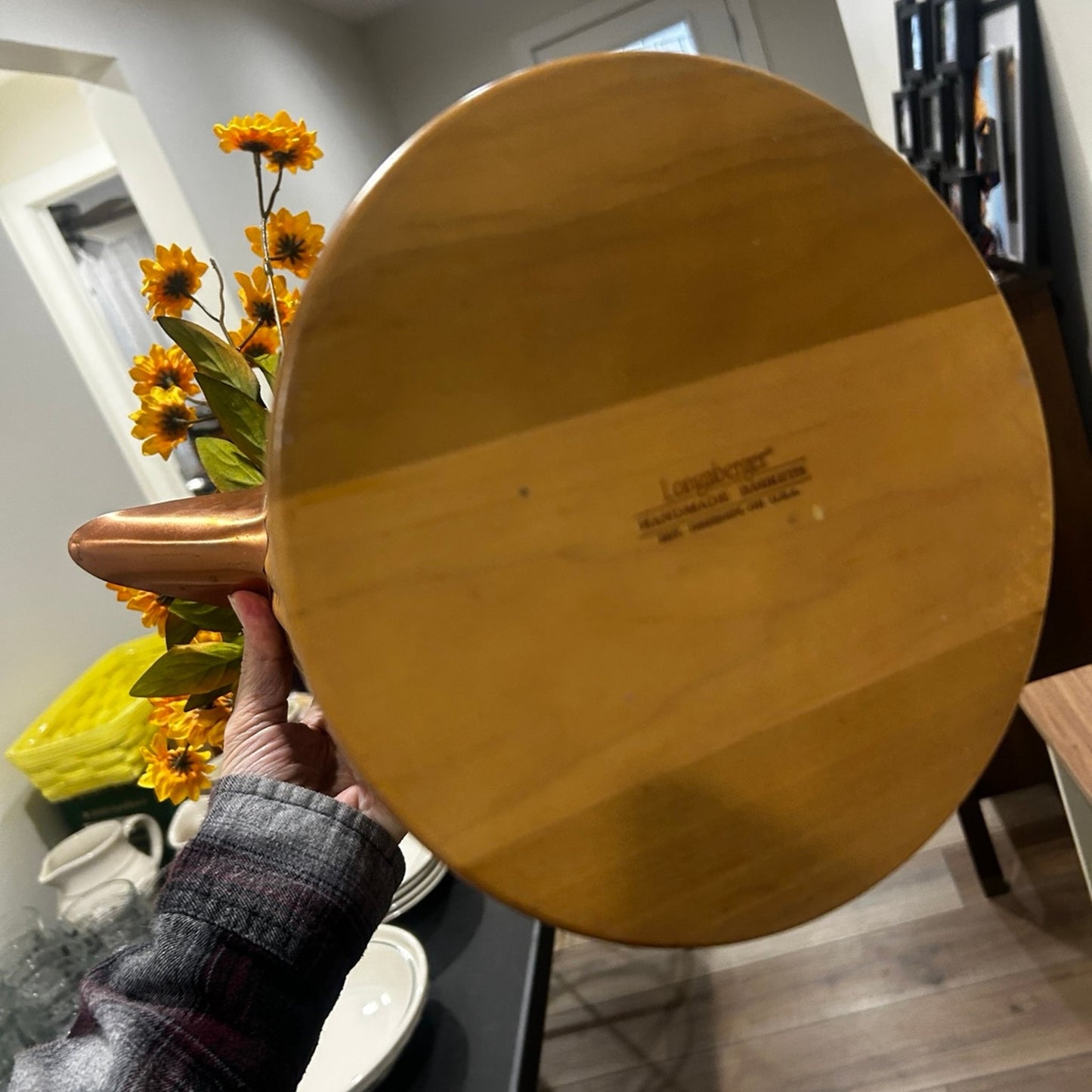 Longaberger Woven Basket Pitcher Copper Handle & protector Rare