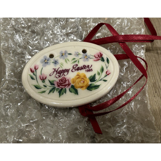 Longaberger Happy Easter Basket Tie-On Pottery NEW Roses Floral