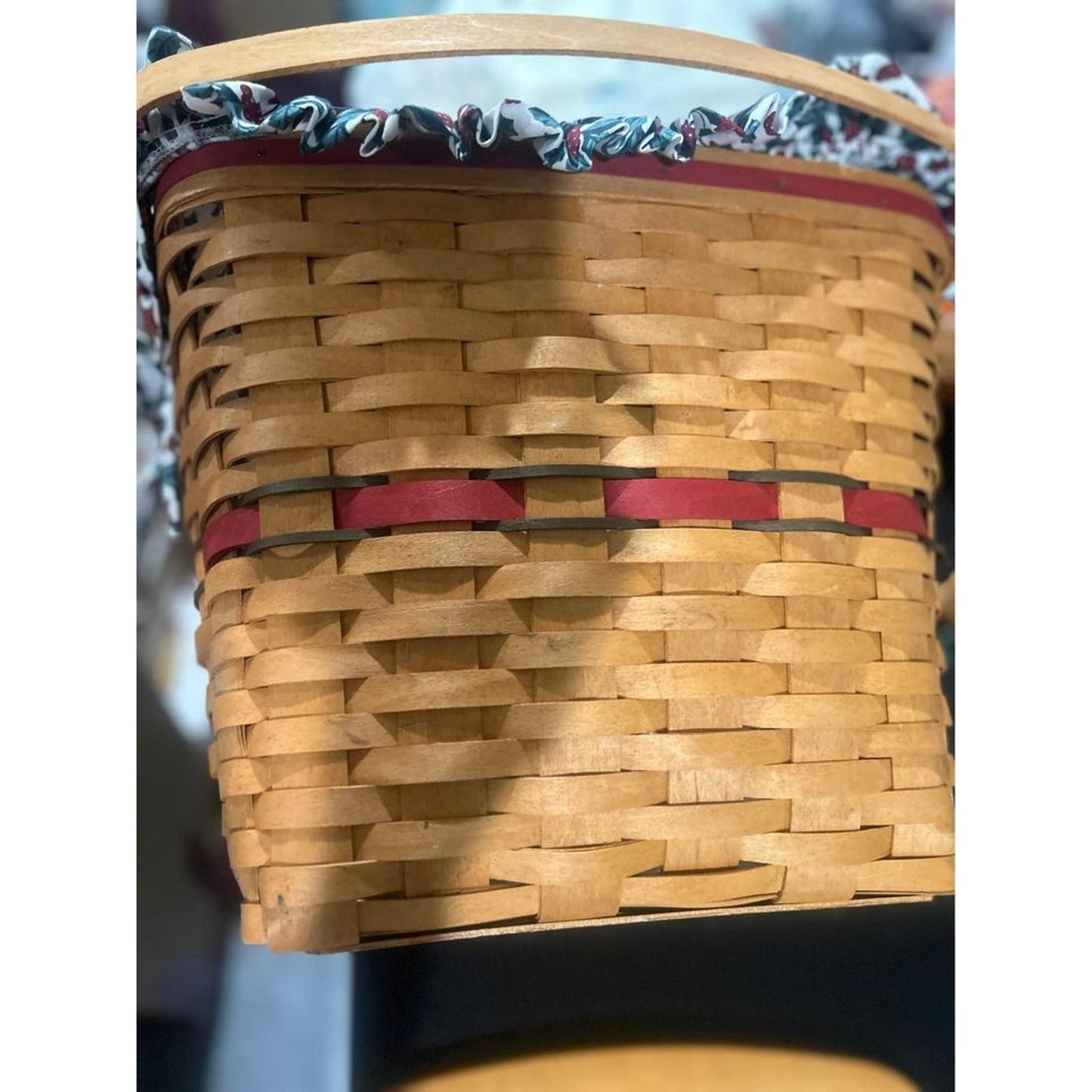 Longaberger Holiday Hostess Red Evergreen Basket Holly liner lid & protector Large Christmas