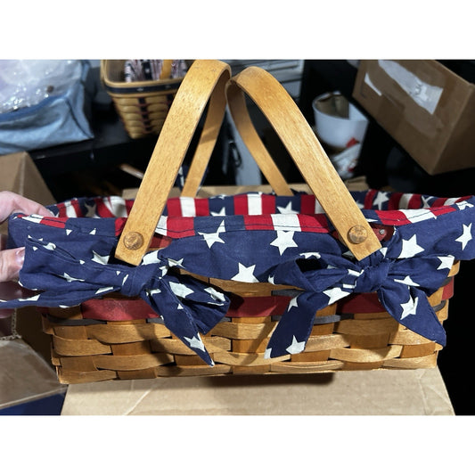 Longaberger 1992 All American Small Market Basket Stars & Stripes Liner Divider