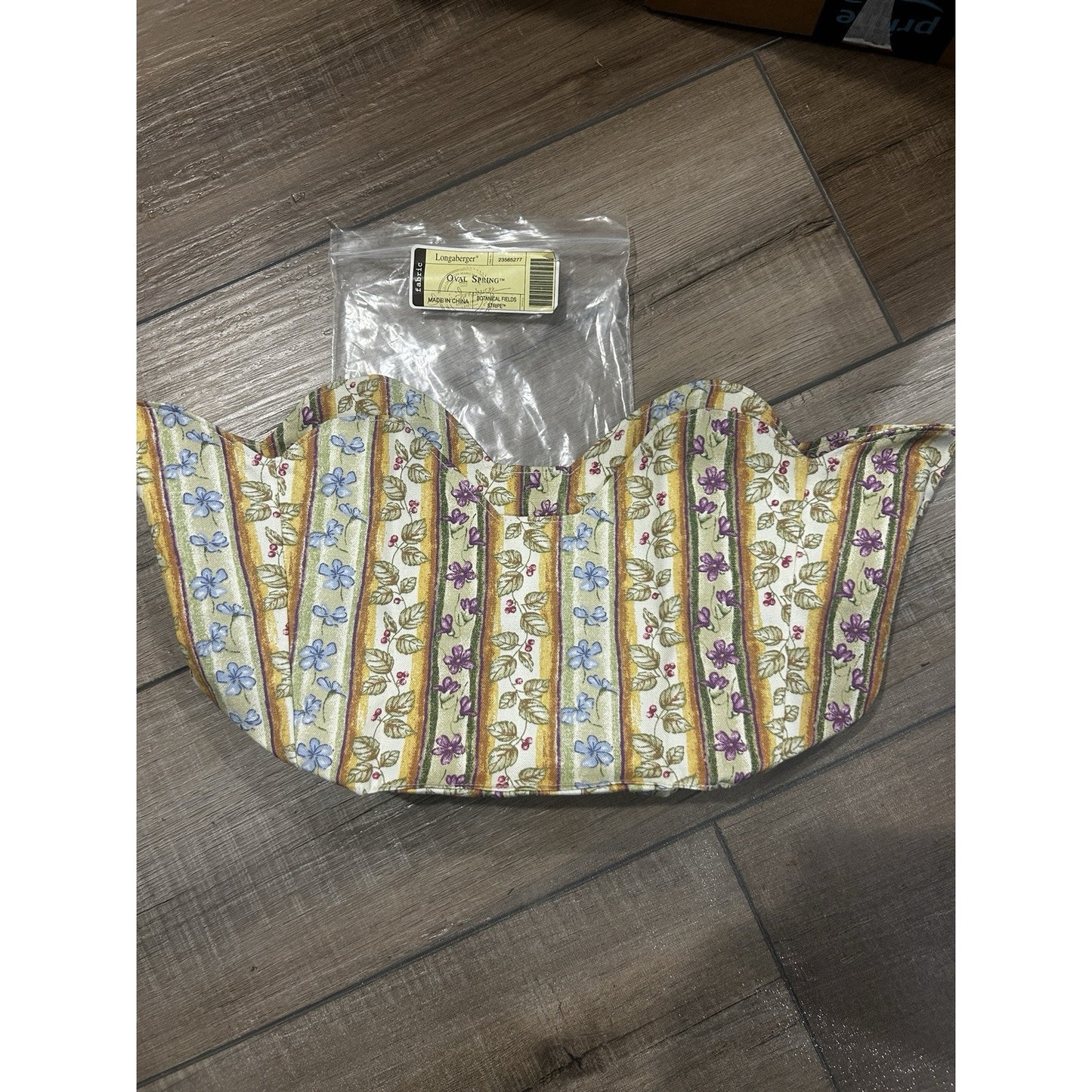Longaberger Botanical Fields Stripe OVAL Spring Basket Liner floral fabric NEW