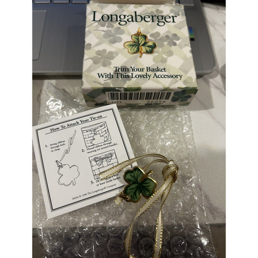 Longaberger Lots of Luck Basket Tie On Clover St Patrick’s Day NEW