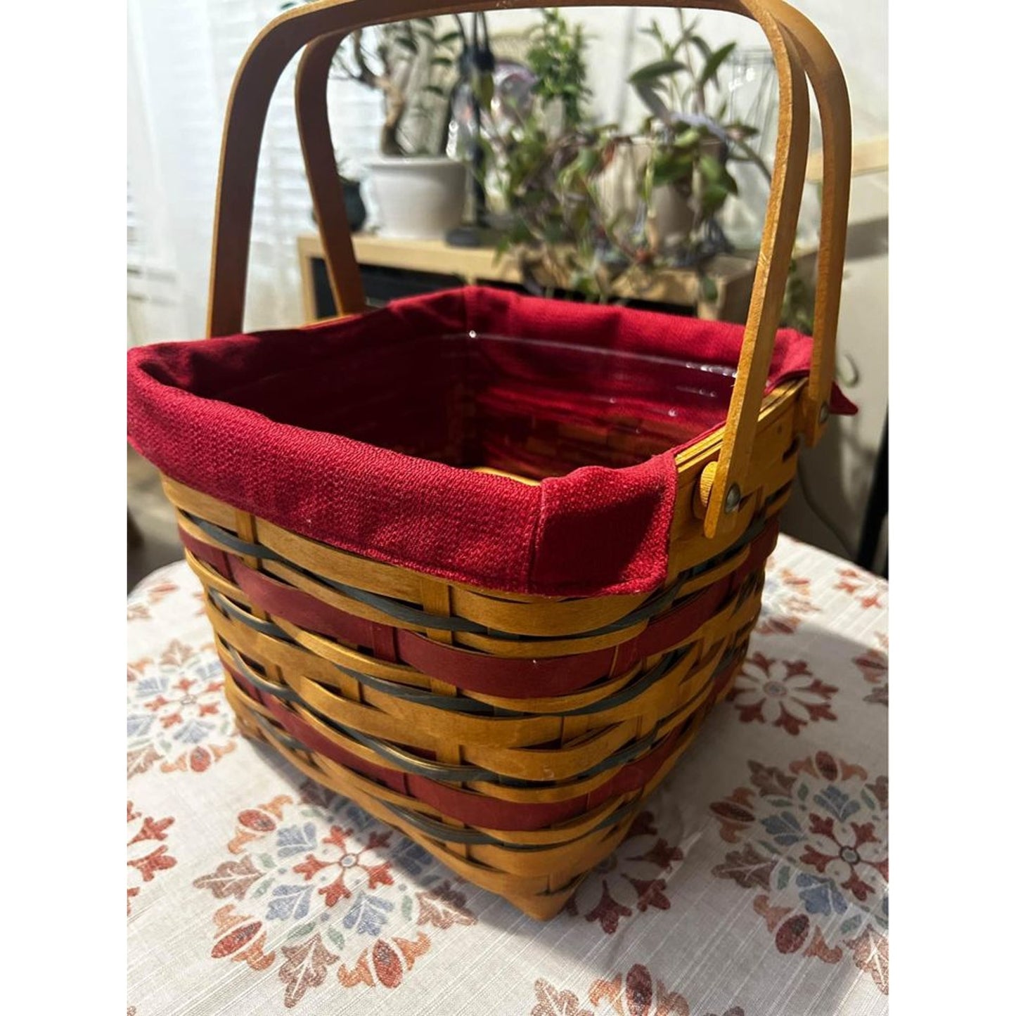 Longaberger American Celebrations Picnic Tote basket , riser & protector