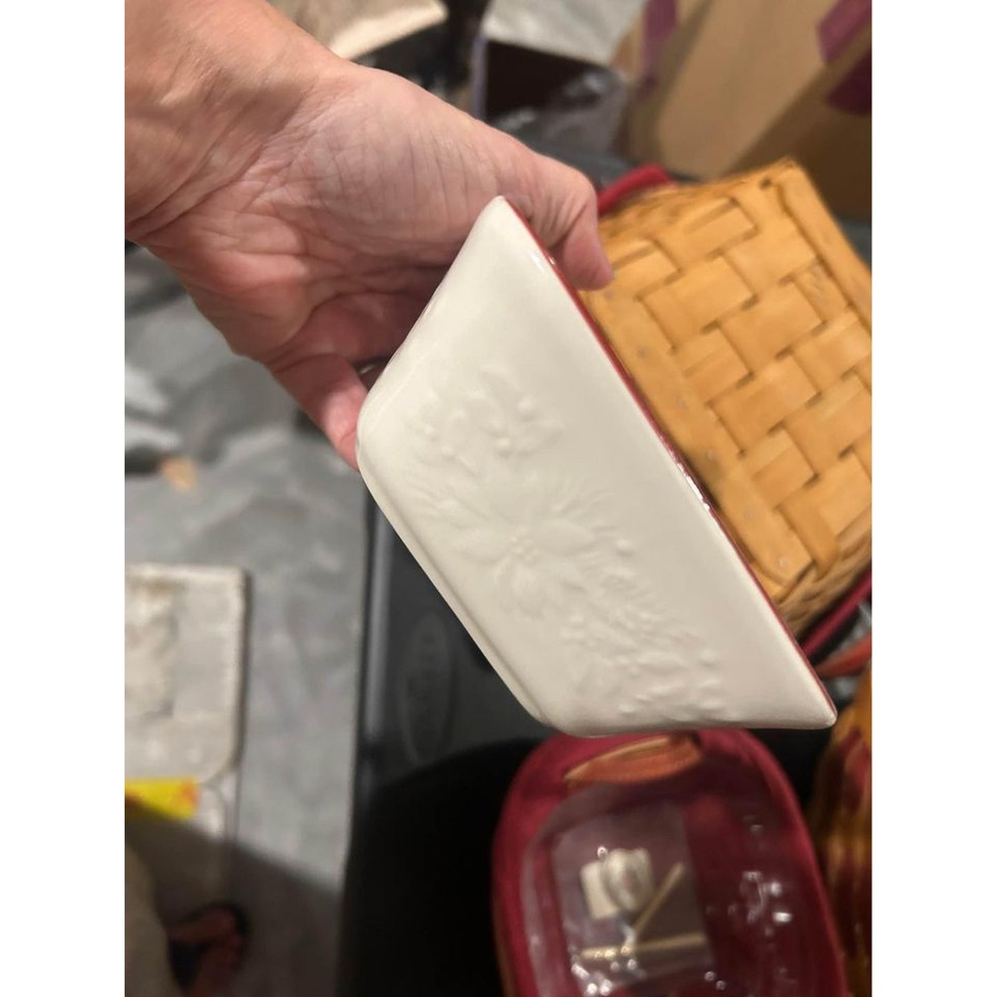 4 piece Longaberger Christmas basket lot with dish