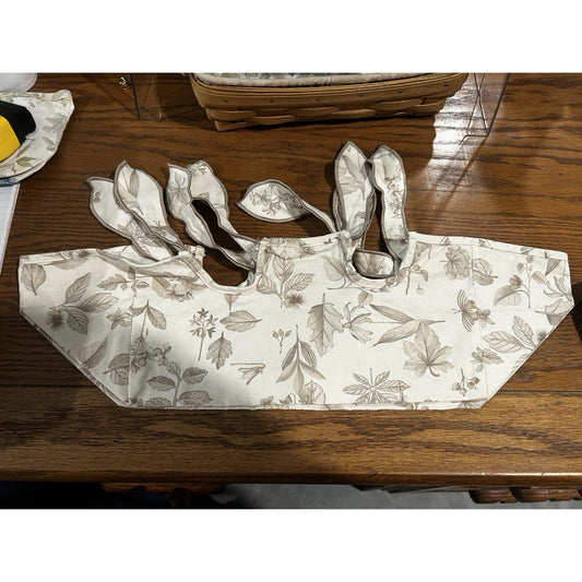 Longaberger Small Gathering Basket Liner Natural Botanical Fields Fabric Bows