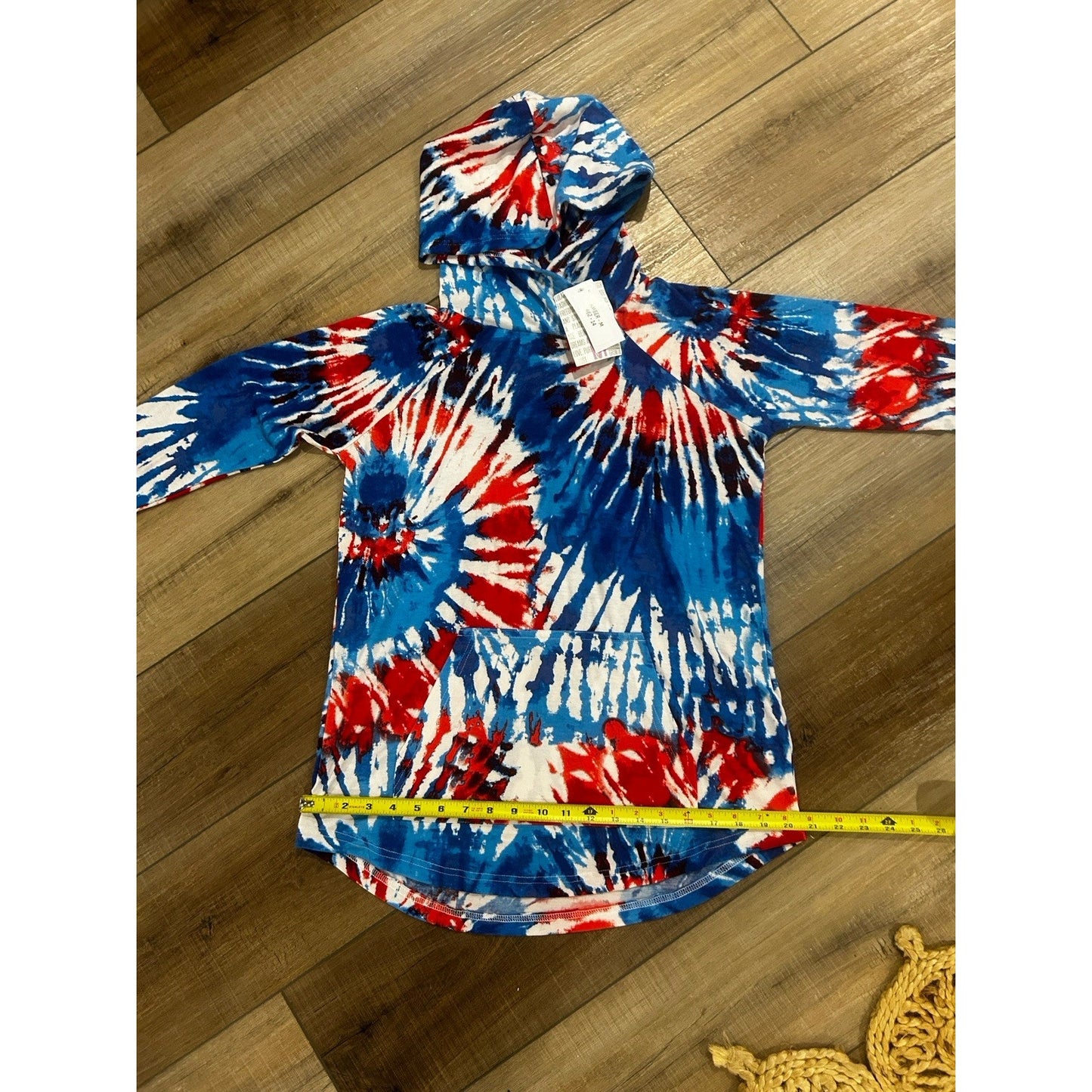 LuLaRoe M Amber Hoodie Tie Dye NEW Patriotic Red White blue Medium