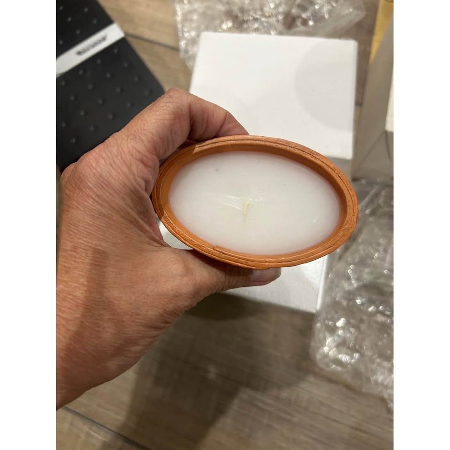 Longaberger Resin Miniature Geranium basket with candle