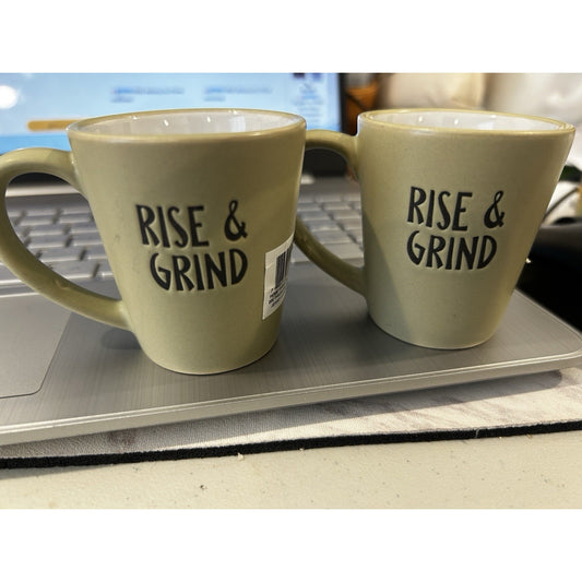 Espresso Cup Set Rise & Grind 3 Oz. Each Shot Glass Motivational
