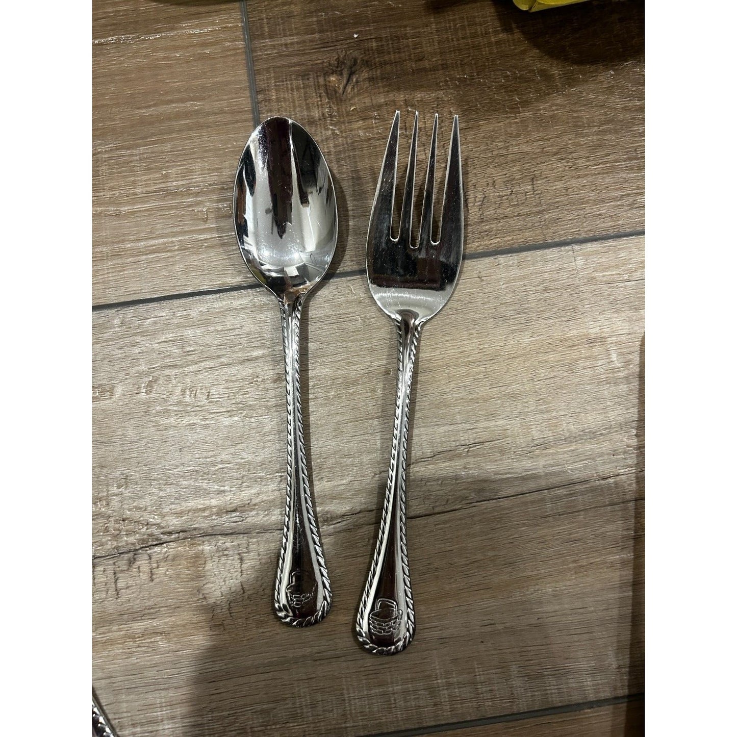 Wallace 18/10 Stainless Steel Basket Design Serving Spoon & Fork Longaberger
