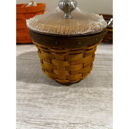 Longaberger EXTRA SMALL CROCK BASKET Protector and WoodCrafts Lid NEW 2008