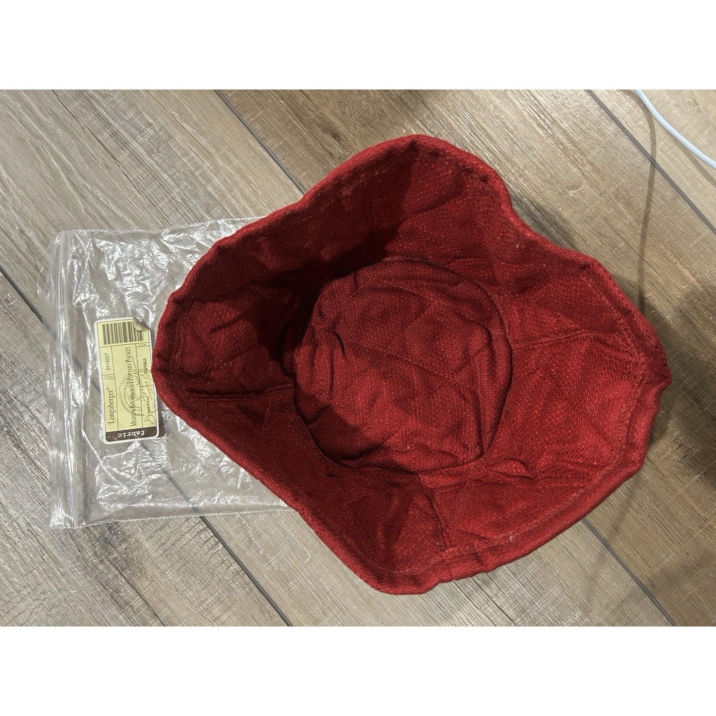 Longaberger Medium Roundabout Basket Padded Liner Pocket NEW Paprika Red fabric