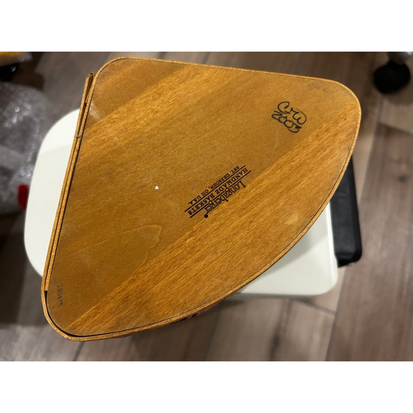 Longaberger Small Corner Basket & Paprika plaid liner