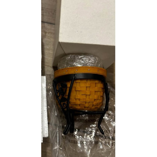 Longaberger Miniature Resin Flora Ficus basket with wrought iron plant stand votive holder