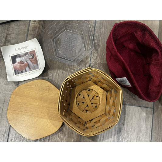 Longaberger Sage Basket Liner Protector Lid paprika red fabric