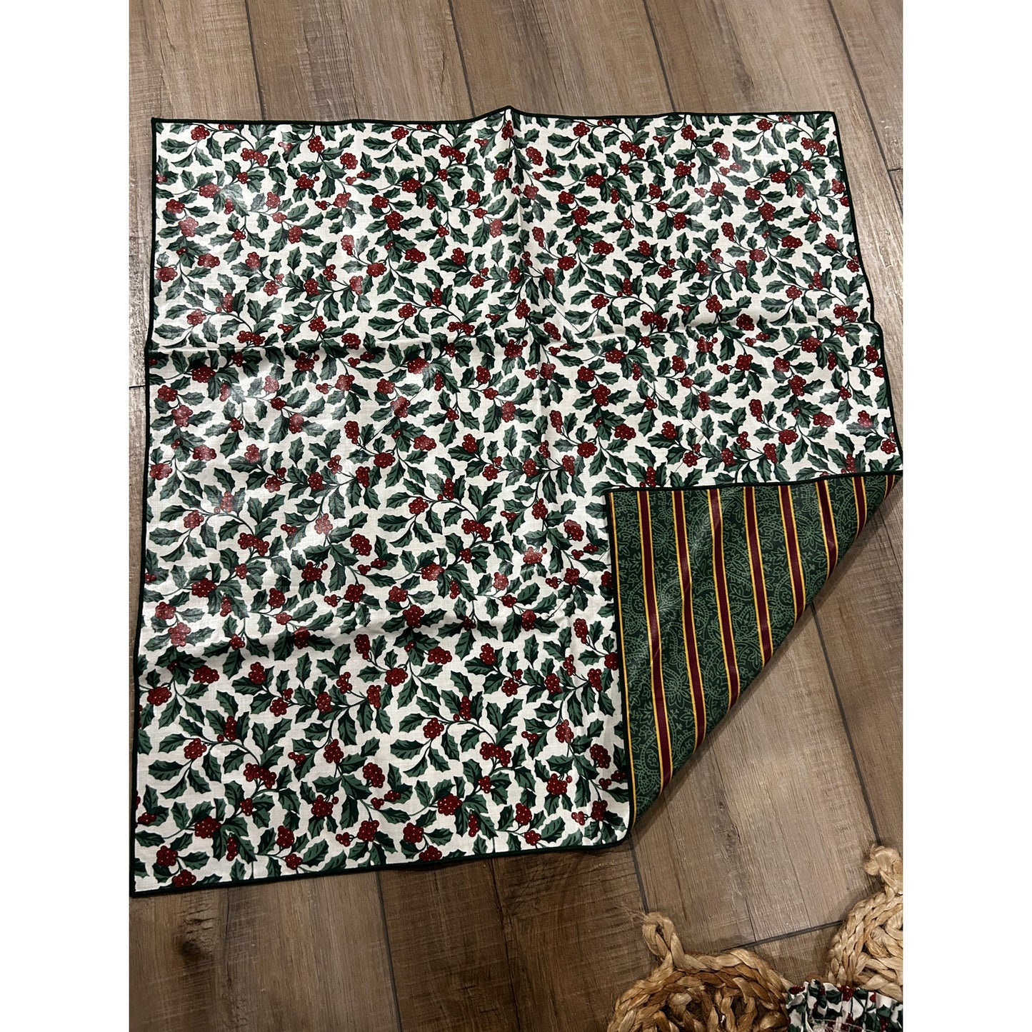 Longaberger BUFFET BRICK COVER Holly Imperial Stripe Fabric 24" square NEW