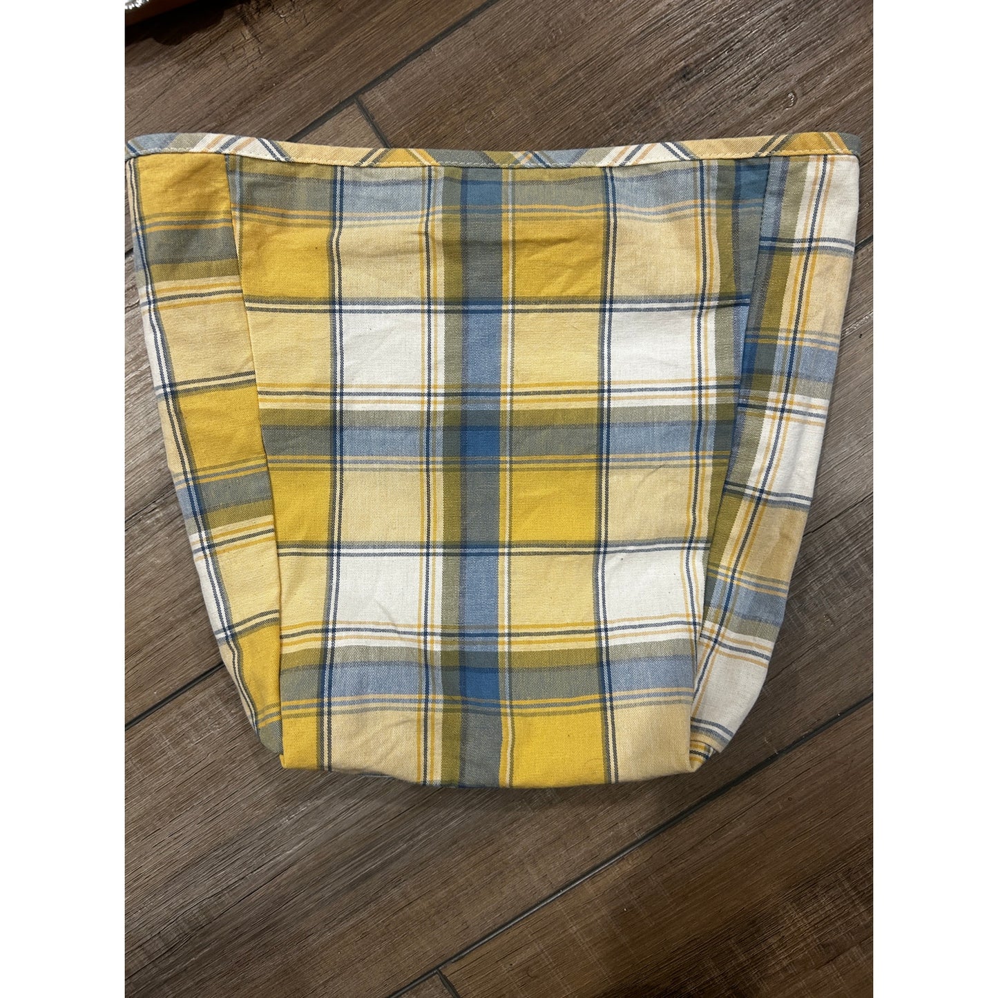 Longaberger Tall Key Basket CORNFLOWER PLAID Liner for  Over the edge