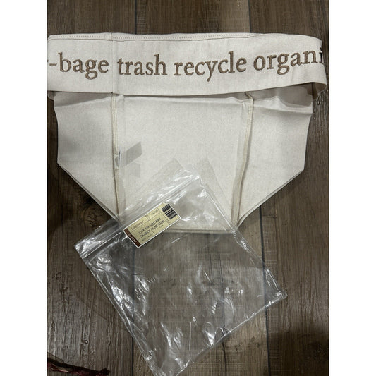 Longaberger Liner for Small Square Waste Basket Flax Embroidered Fabric NEW