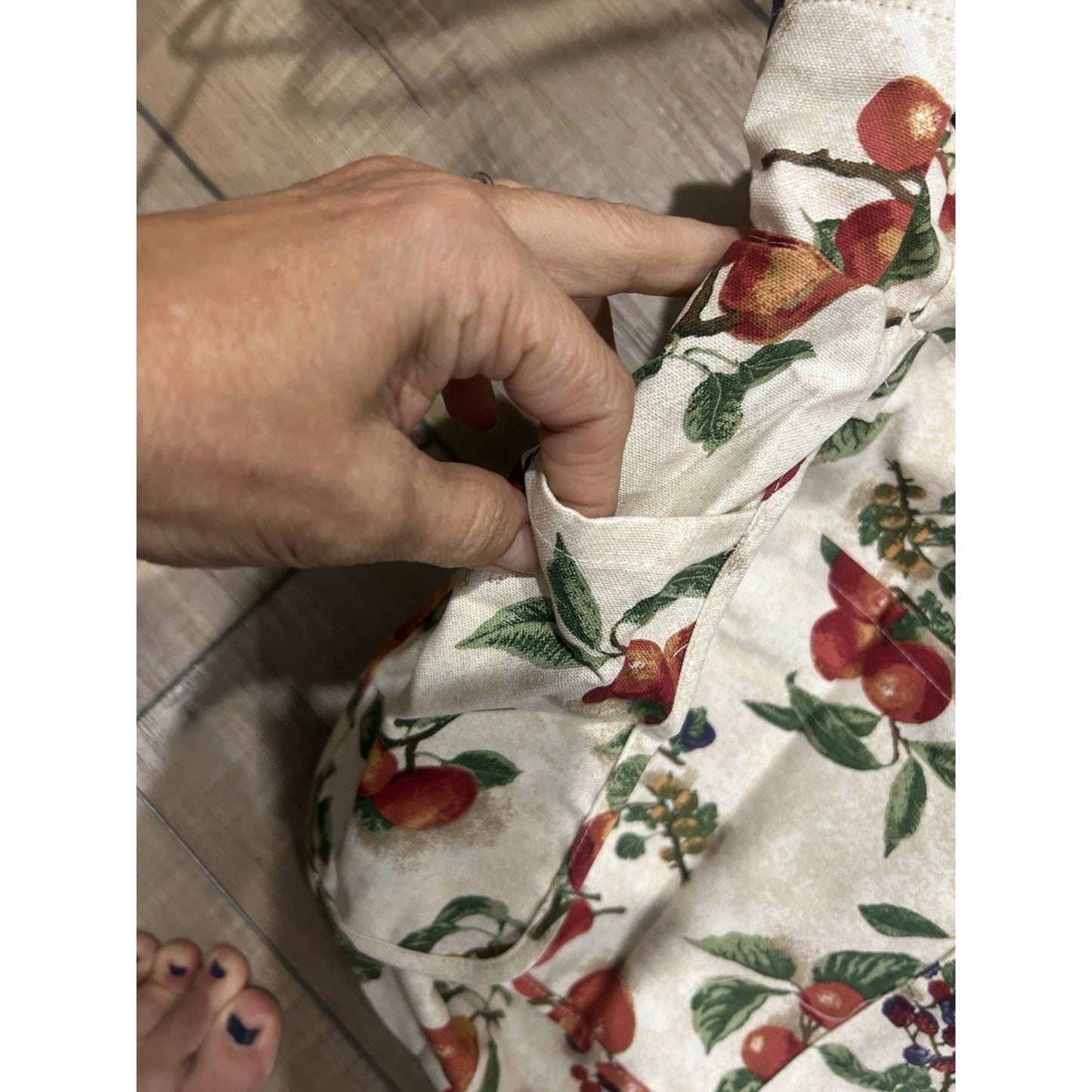 LONGABERGER MAGAZINE BASKET Liner FRUIT MEDLEY fabric NEW 2 handle with pockets