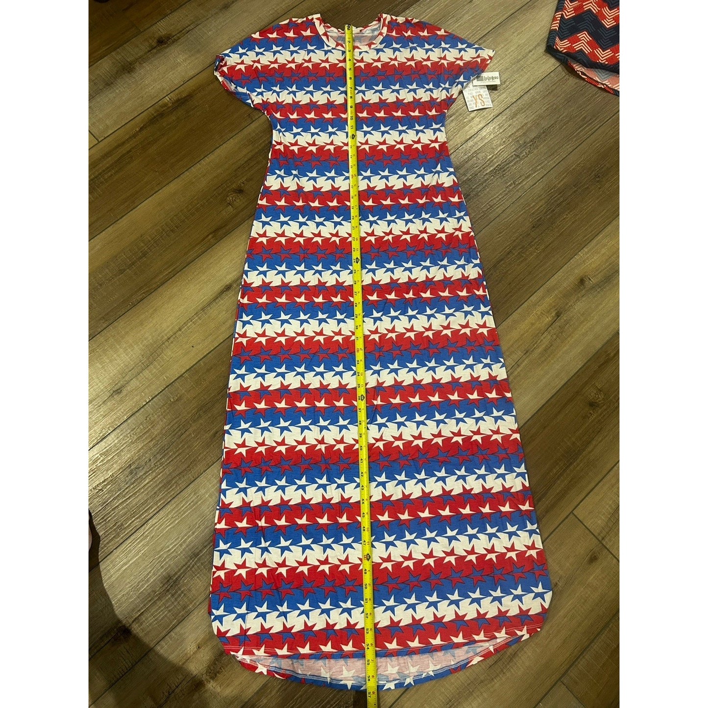 LuLaRoe Maria Dress XS Maxi Red White Blue Stars NEW Patriotic Starsky & Hutch