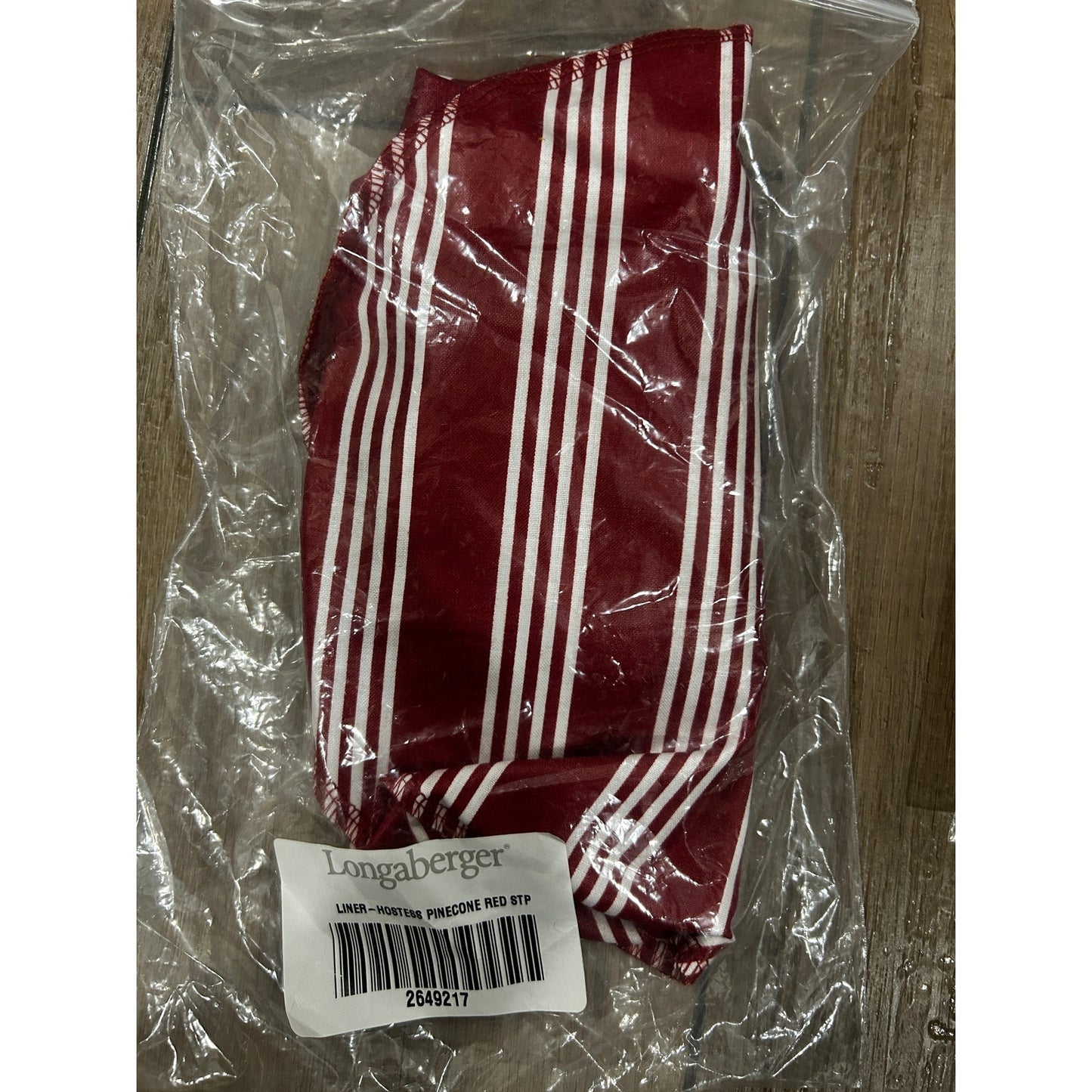 Longaberger Popcorn & Pinecone Basket Liners Christmas Red Stripe for Lg Snowman NEW