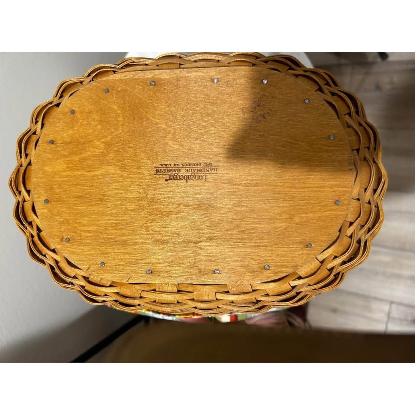 Longaberger Large Crocus with Sunflower stripe liner & protector