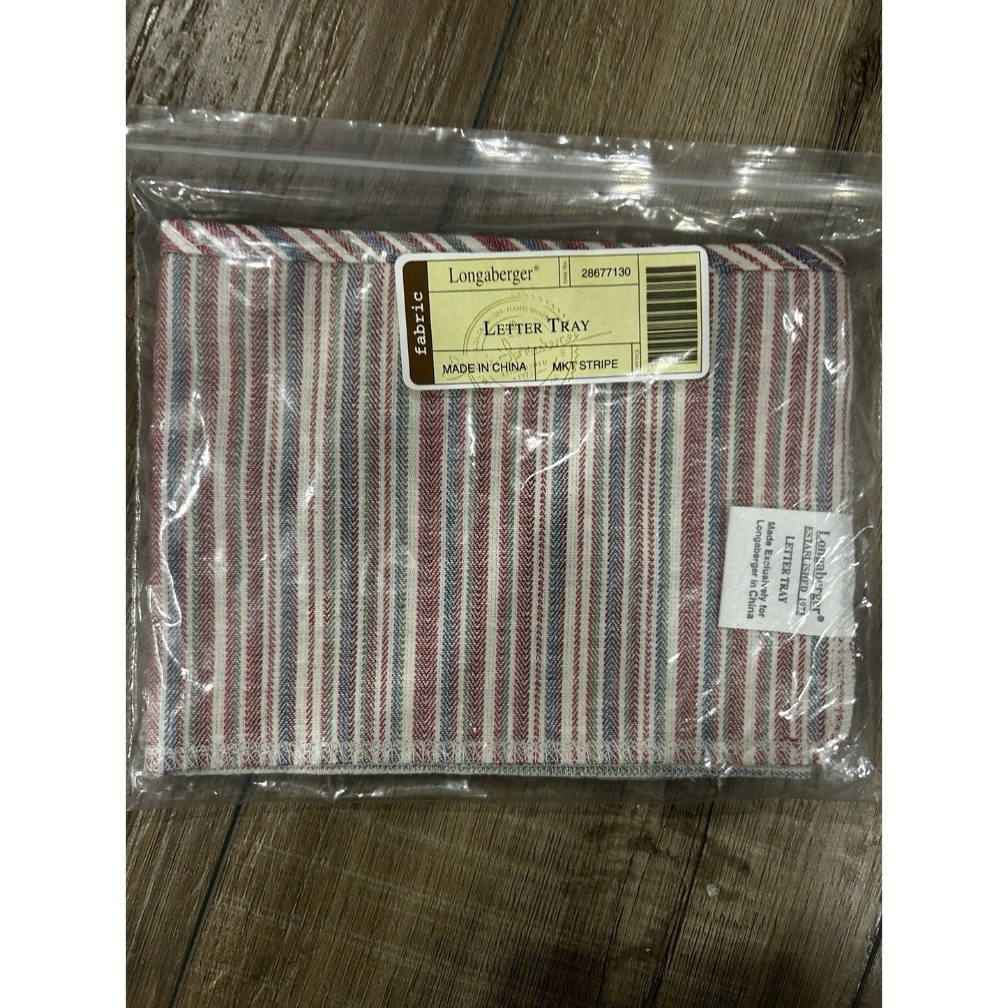 Longaberger Letter Tray Basket Market Stripe Fabric Over Edge Liner Only New