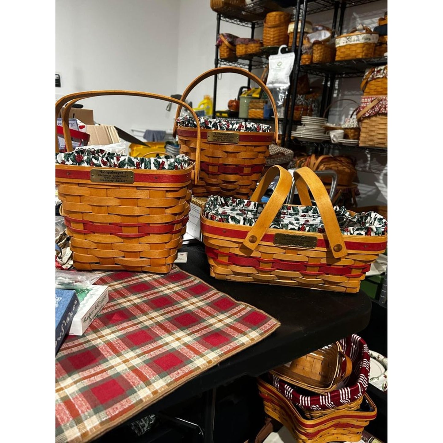 Longaberger Christmas basket combo lot of 3