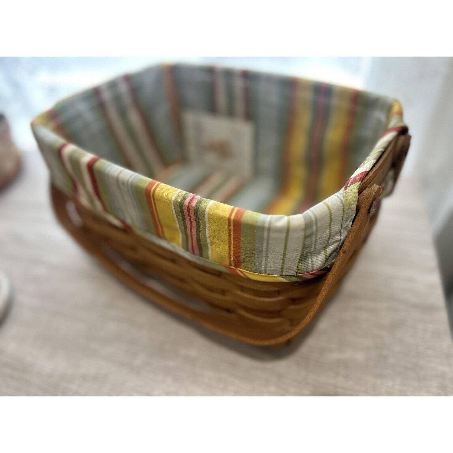Longaberger Lunchbox Basket Sunflower stripe liner & Protector Lunch box