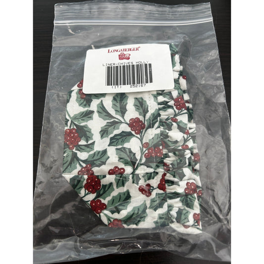Longaberger CHIVES BASKET LINER Traditional Holly Fabric NEW booking liner